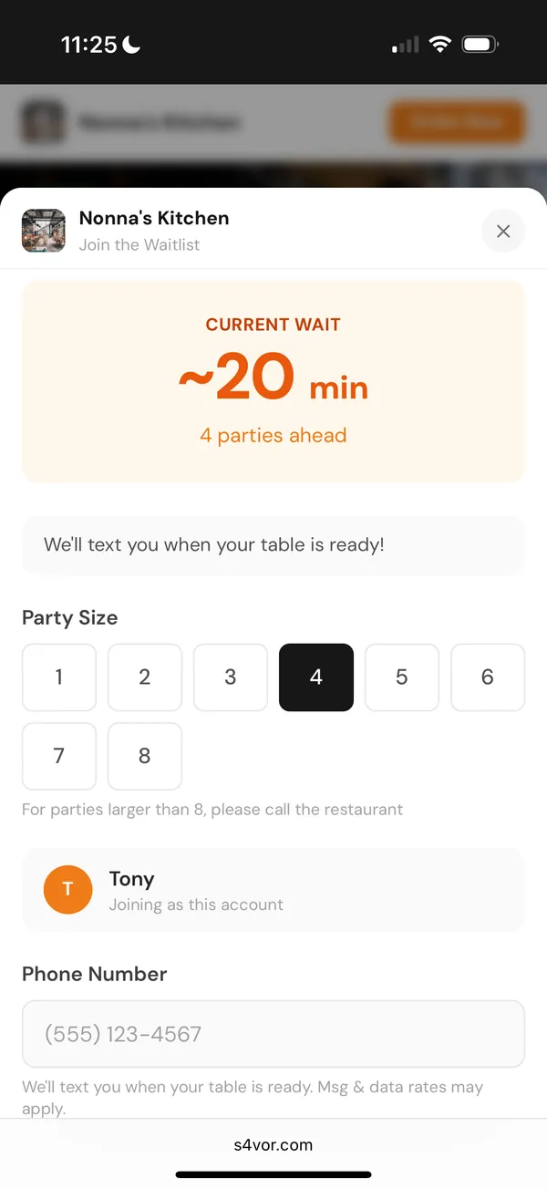 Customer joins waitlist